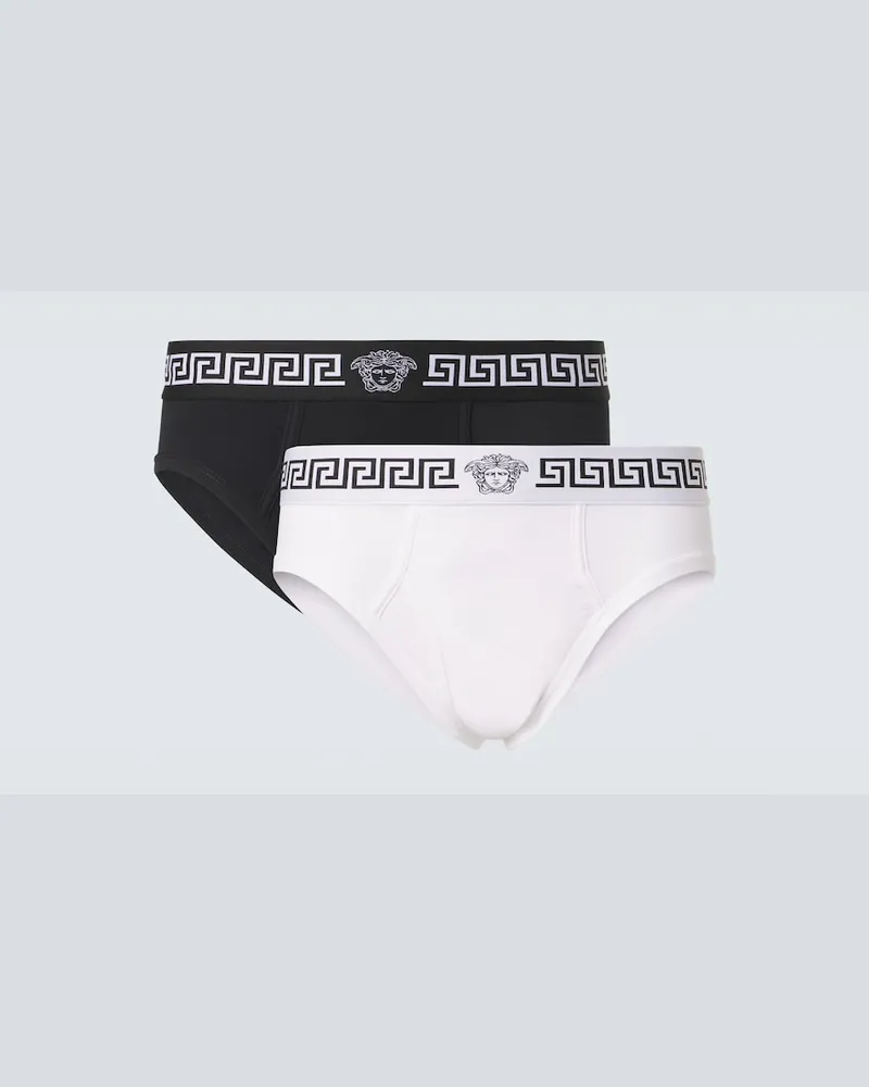 Versace Set di 2 slip Greca Border in misto cotone Bianco