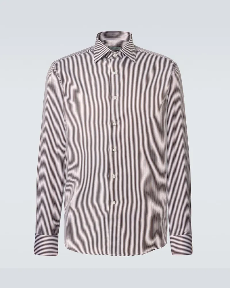 Canali Camicia in cotone a righe Marrone