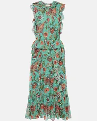 Ulla Johnson Abito midi Adrienne in chiffon di seta Multicolore