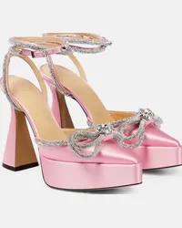 Mach & Mach Pumps slingback Double Bow in raso con cristalli Rosa