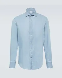 Brunello Cucinelli Camicia in chambray Blu