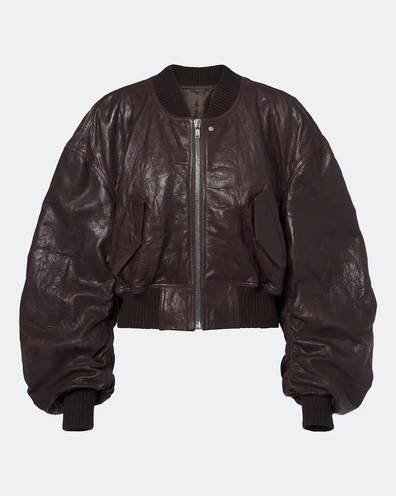 Rick Owens Giacca bomber Secchia in pelle Marrone