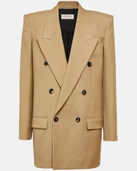 Saint Laurent Blazer doppiopetto in lana Beige