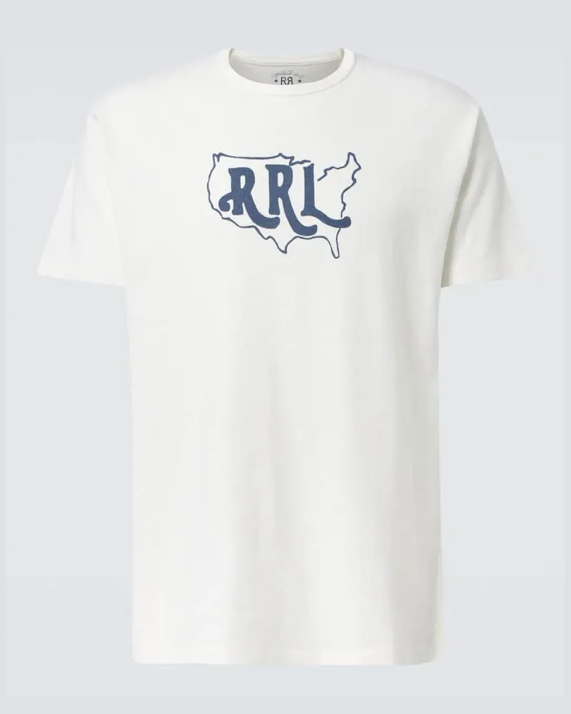 RRL T-shirt in cotone e canapa con stampa Bianco