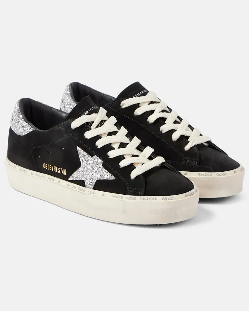Golden Goose Sneakers Hi Star in suede con glitter Nero