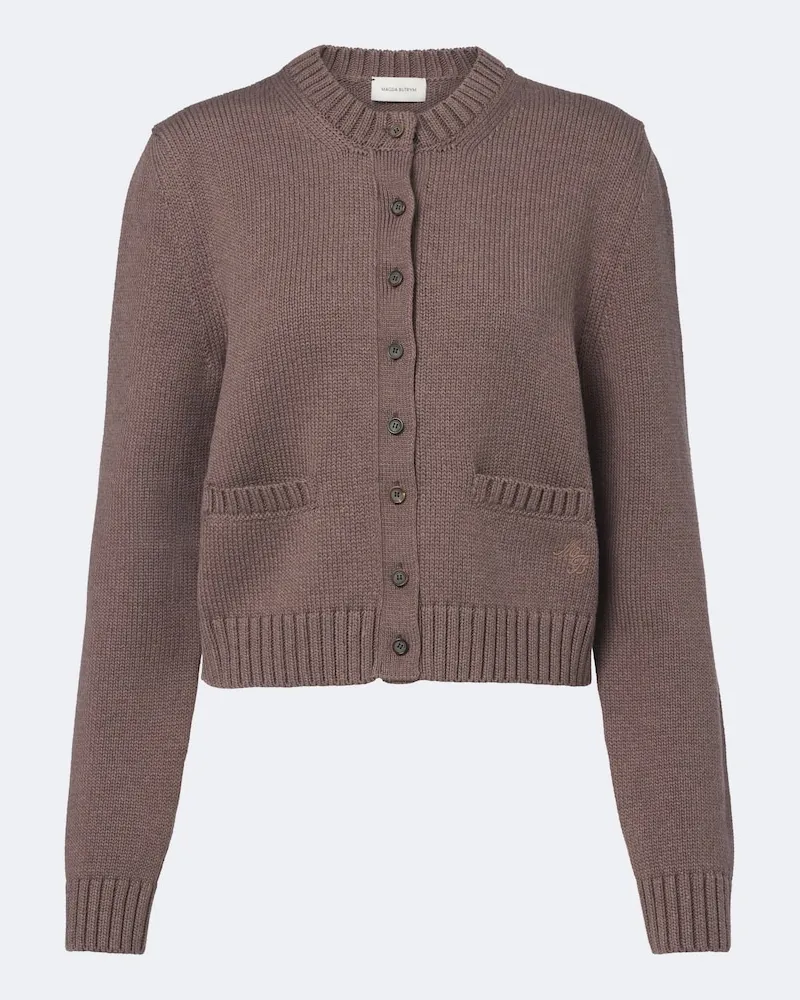 Magda Butrym Cardigan in cotone a coste Marrone