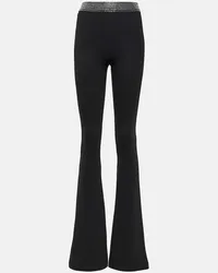 David Koma Pantaloni flared in jersey con cristalli Nero