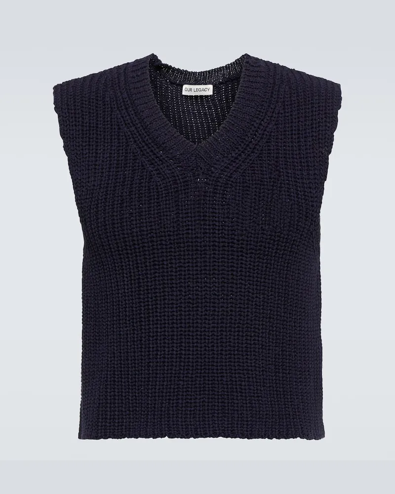 Our Legacy Gilet Intact in maglia a coste di cotone Blu