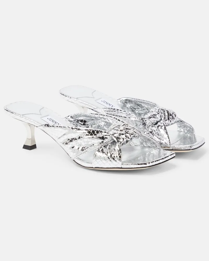 Jimmy Choo Sandali Avenue 50 in pelle stampata Argento