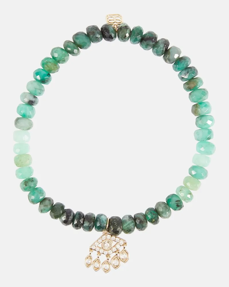 Sydney Evan Bracciale Evil Eye Fringe in oro 14kt Verde