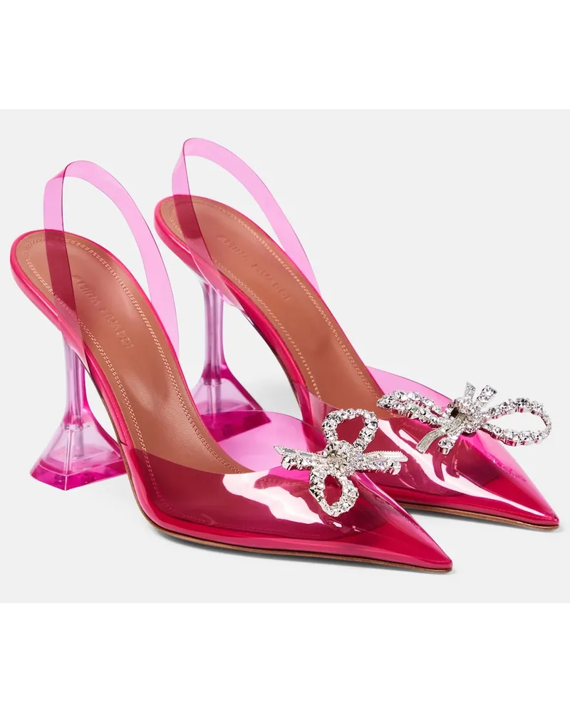 Amina Muaddi Pumps slingback Rosie in PVC con cristalli Rosa