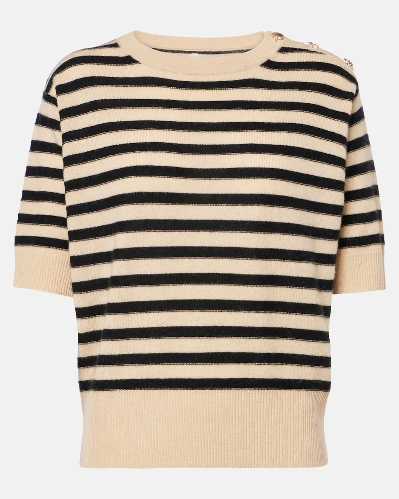 Jardin des Orangers Pullover in lana e cashmere a righe Beige