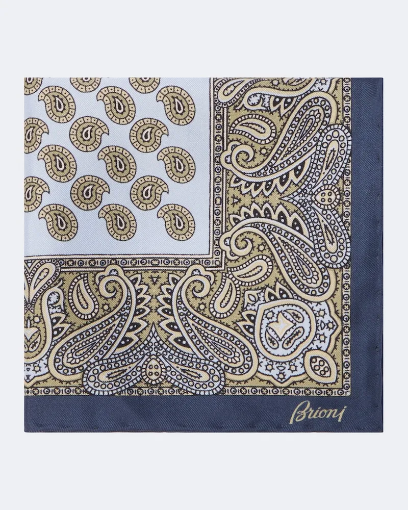Brioni Fazzoletto da taschino in twill di seta Blu