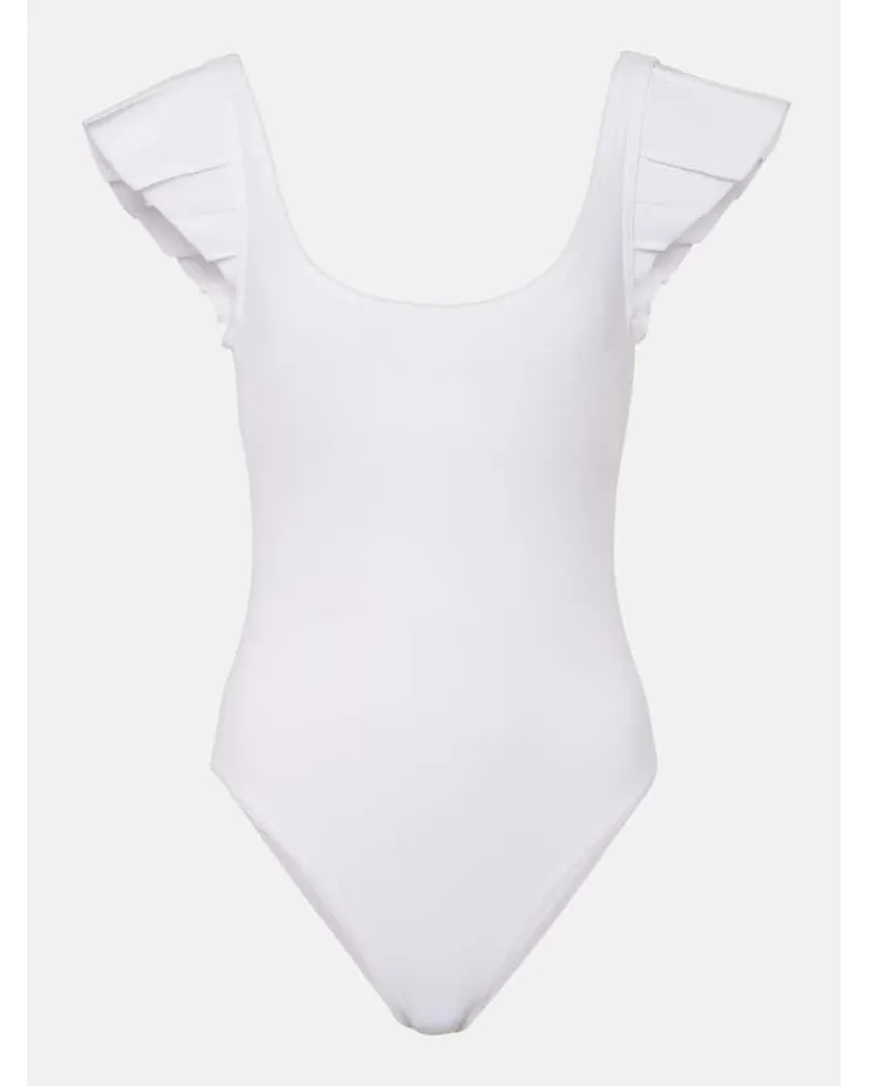 Karla Colletto Costume intero Alora con volant Bianco