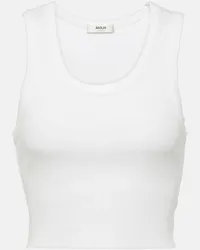 AGOLDE Top cropped in maglia a coste Bianco