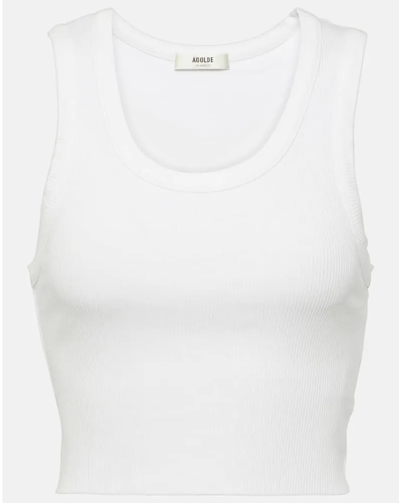 AGOLDE Top cropped in maglia a coste Bianco