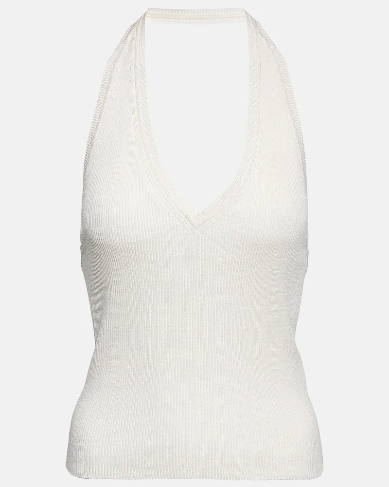 Nili Lotan Top Ivey in maglia di seta a coste Bianco