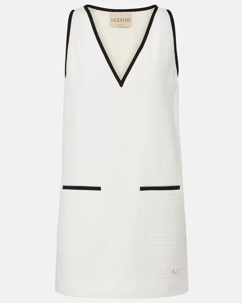 Valentino Garavani Abito corto in tweed di cotone Bianco