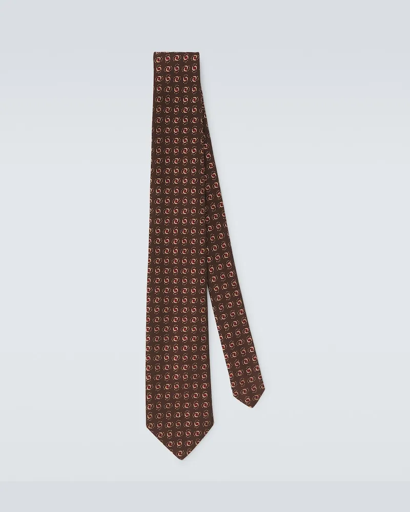 Charvet Cravatta in jacquard di seta Marrone