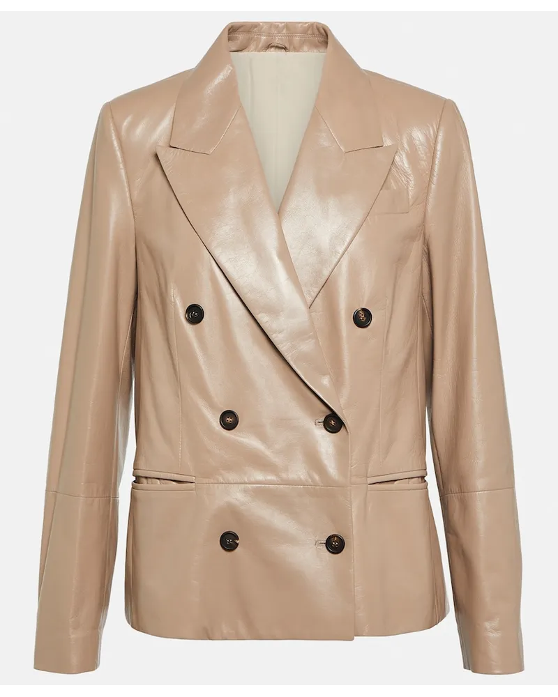 Brunello Cucinelli Blazer doppiopetto in pelle Rosa