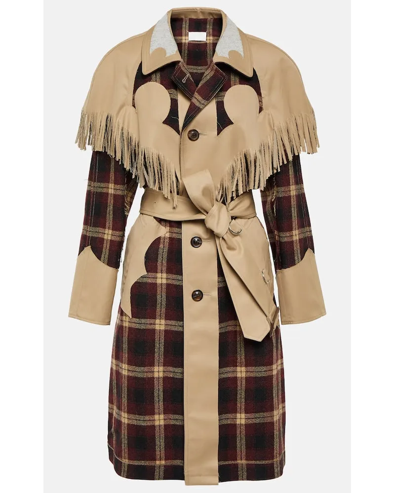 Maison Margiela Trench a quadri con frange Multicolore