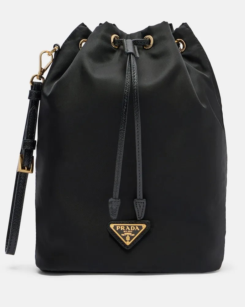 Prada Secchiello in Re-Nylon con pelle Nero