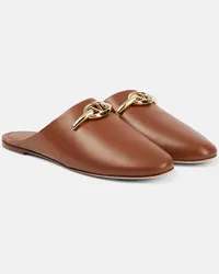 Valentino Garavani Slippers VLogo Signature in pelle Marrone