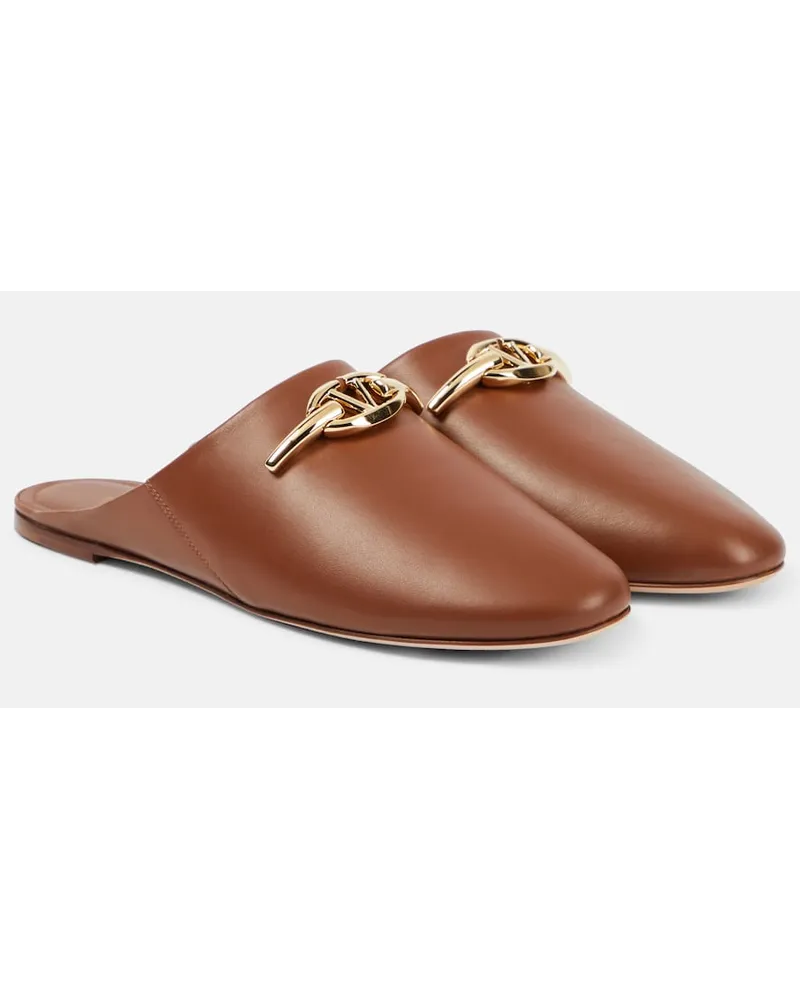 Valentino Garavani Slippers VLogo Signature in pelle Marrone