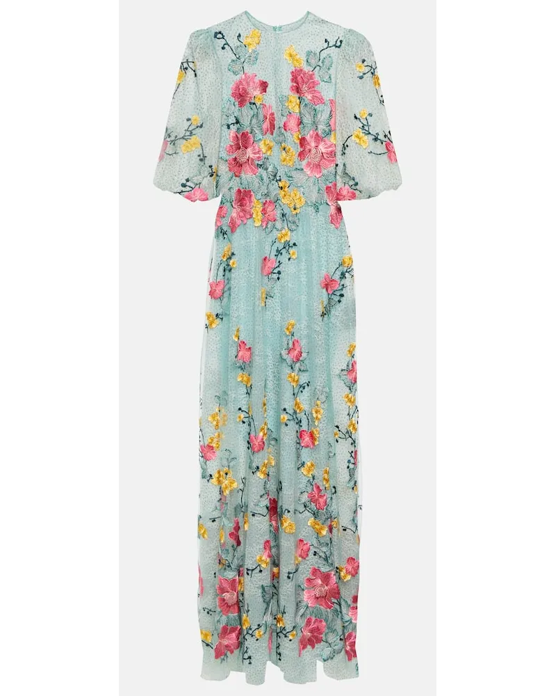 COSTARELLOS Abito lungo Liana in pizzo Chantilly Blu