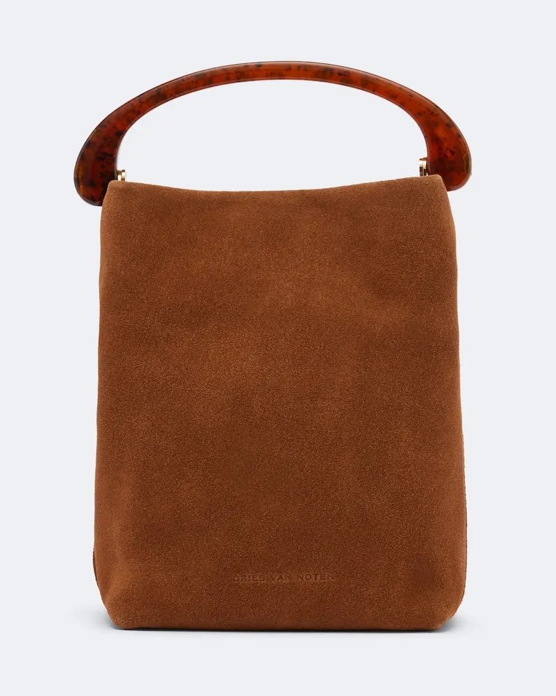 Dries van Noten Borsa a mano Crisp Mini in suede Marrone