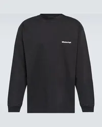 Balenciaga Pullover in jersey di cotone con logo Nero