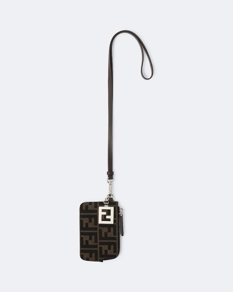 Fendi Portamonete in pelle con tracolla Marrone