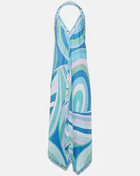 Emilio Pucci Abito lungo Iride in twill di seta Blu