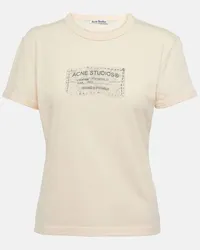 Acne Studios T-shirt in jersey di cotone con logo Arancione