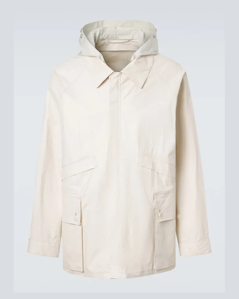 Christophe Lemaire Impermeabile in misto lino spalmato con cappuccio Beige