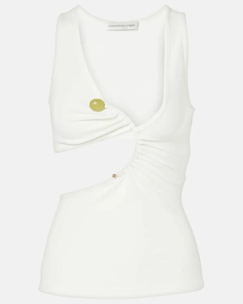 Christopher Esber Top Arc Stone in maglia a coste Bianco