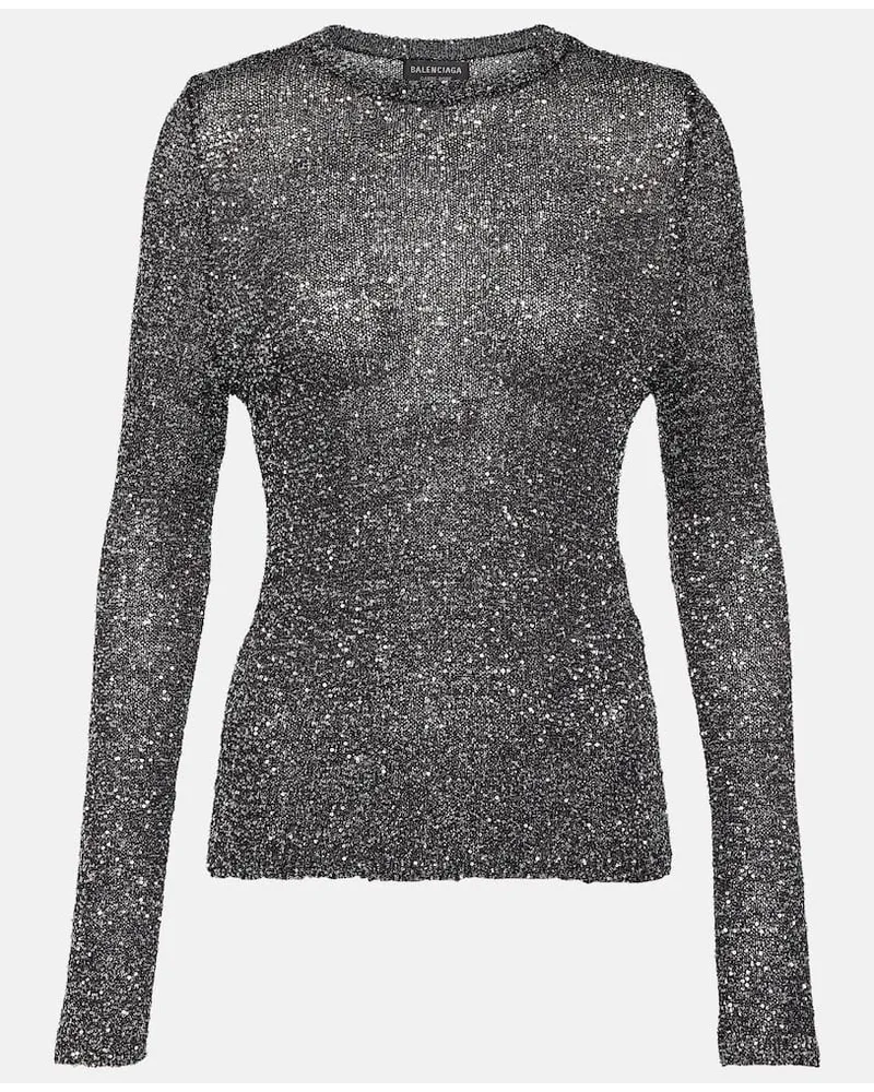 Balenciaga Pullover in maglia lamÃ© con paillettes Nero
