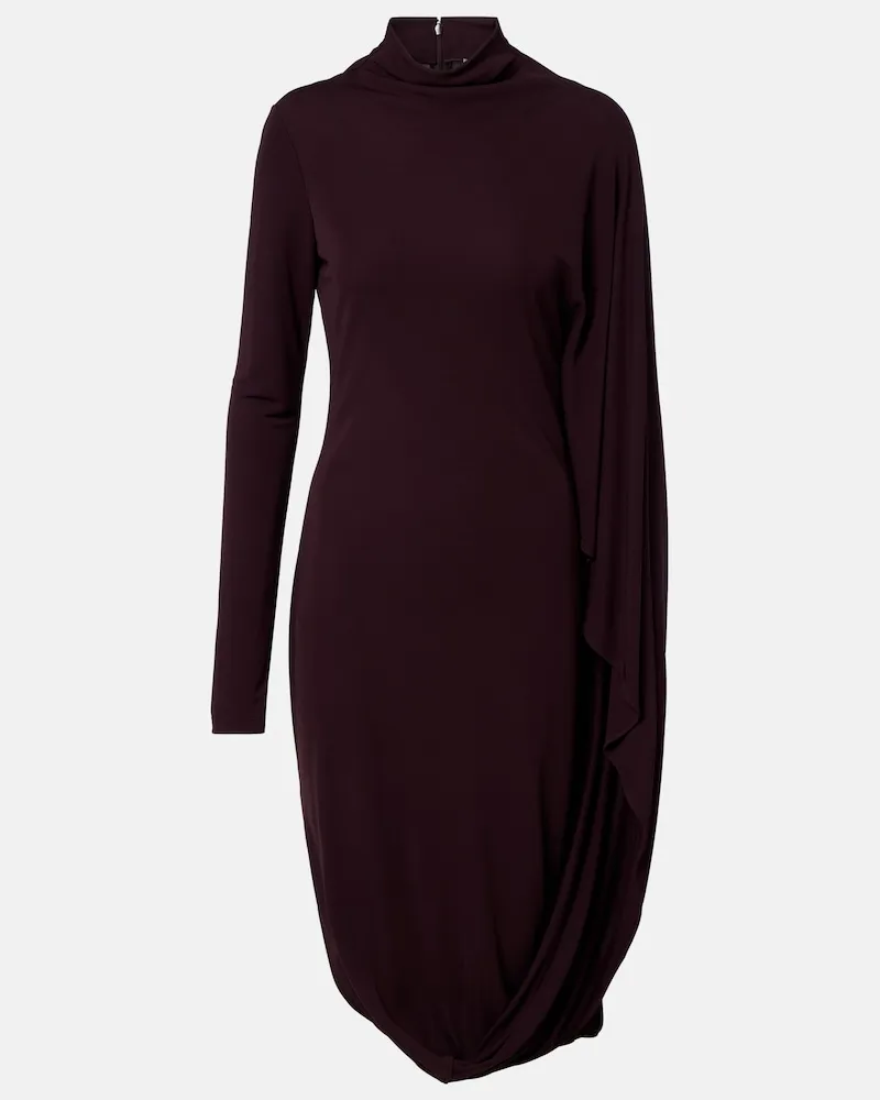 Stella McCartney Abito corto in jersey crÃªpe con mantella Marrone