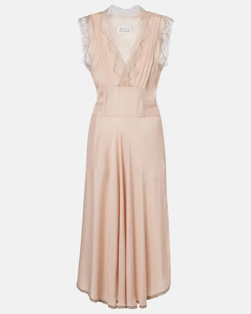 Maison Margiela Abito midi con pizzo Rosa