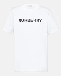 Burberry T-shirt in jersey di cotone con logo Bianco