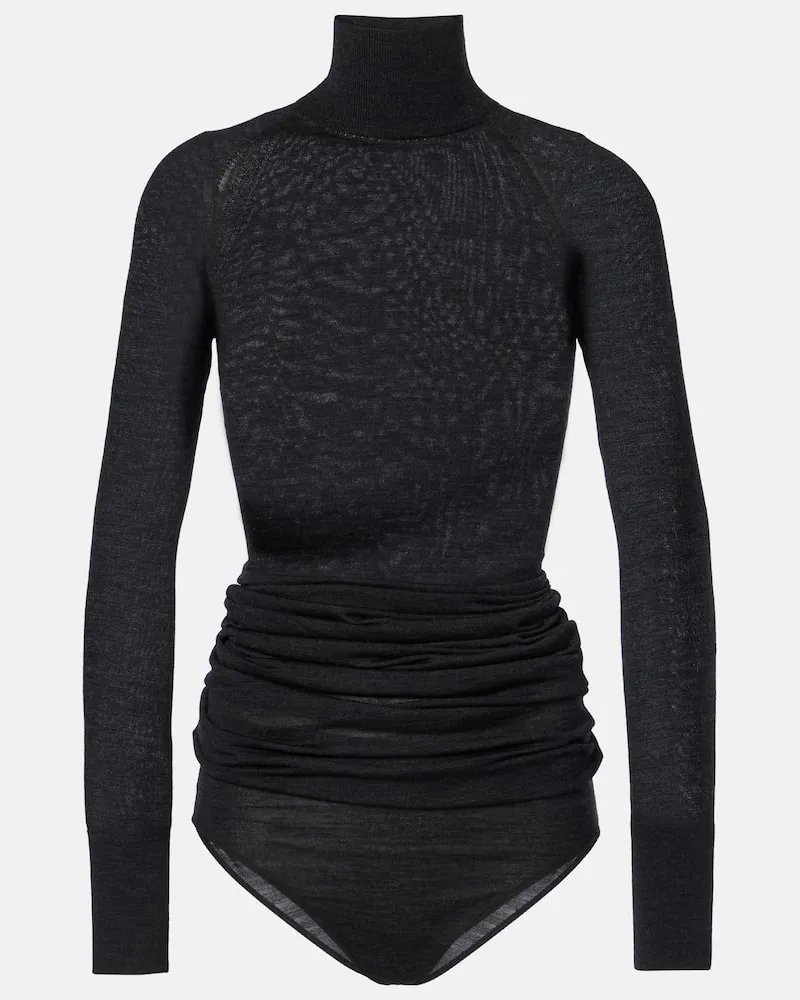 Alaïa AlaÃ¯a Body dolcevita in lana drappeggiato Nero