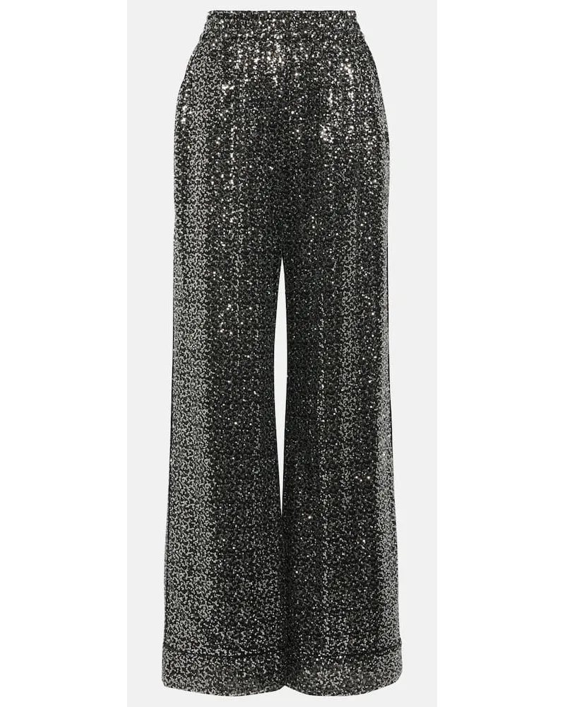 Dolce & Gabbana Pantaloni a gamba larga con paillettes Grigio