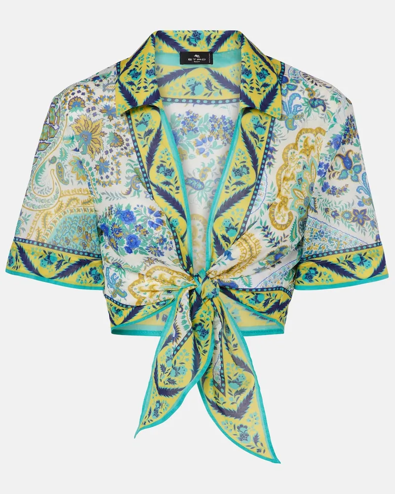 Etro Top cropped in cotone con stampa Multicolore