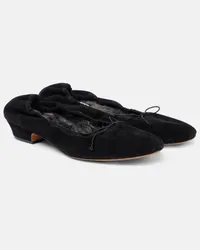 The Row Ballerine Awar in suede Nero