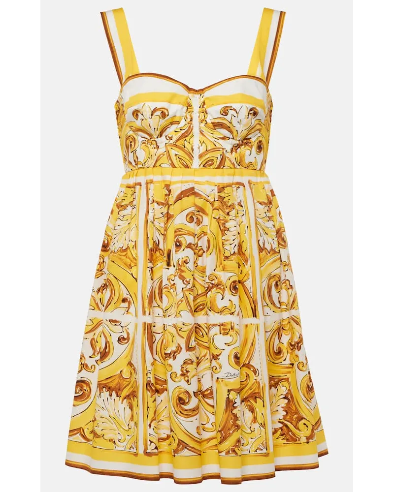 Dolce & Gabbana Miniabito Majolica in cotone Giallo