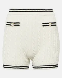 Alessandra Rich Shorts in maglia di cotone a trecce Bianco