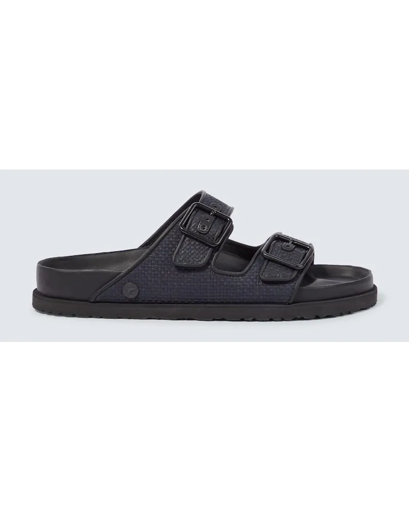 Birkenstock Sandali Arizona in rafia con pelle Nero