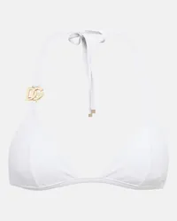 Dolce & Gabbana Top bikini a triangolo con logo Bianco