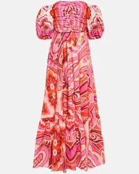 Etro Abito midi in misto cotone con stampa paisley Rosa