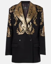 Etro Blazer in lana e cashmere con stampa paisley Nero